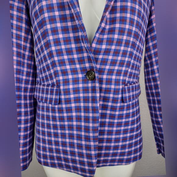 J. Crew Regent Blazer in Mott Plaid Royal Petunia Size 4 purple, red blue pink - Picture 10 of 15